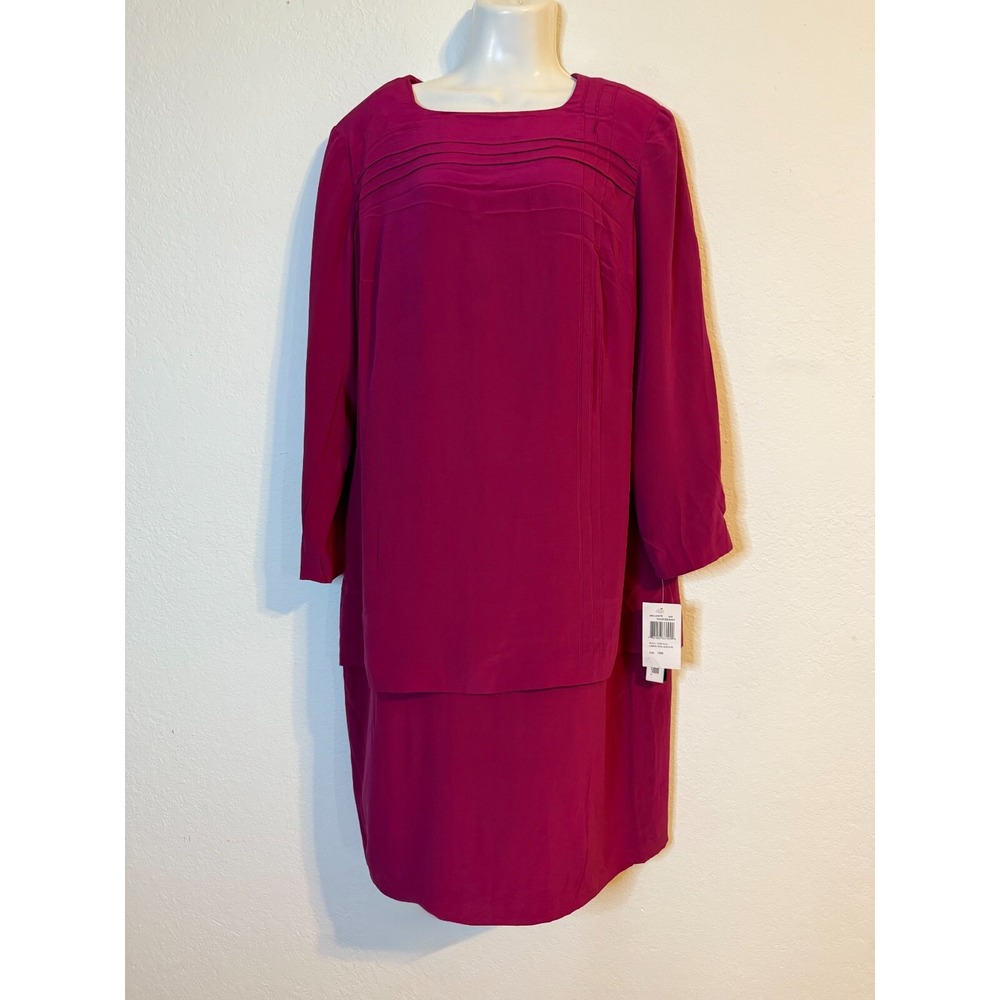 Patrick Collection Women's 100% Silk Dress Lined SZ 16 Modest‎ Chic Luxury NWT